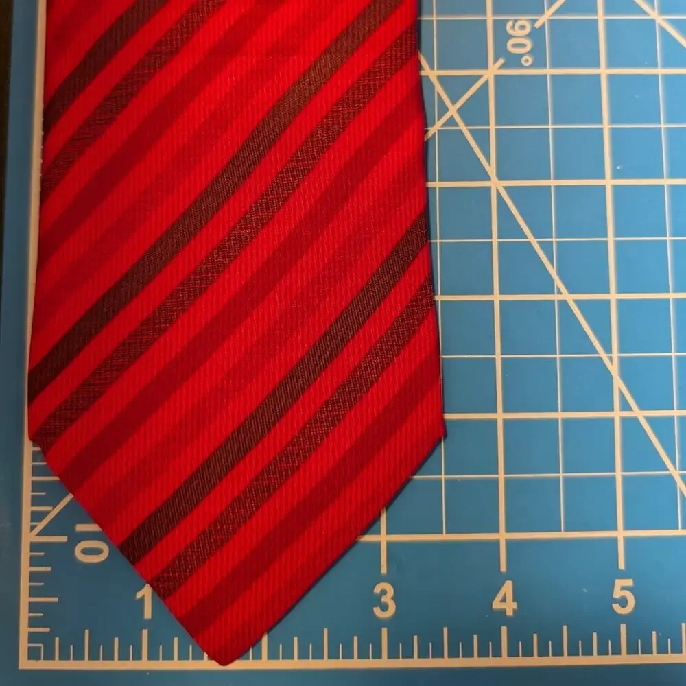 Vintage Hermès 100% Silk Men's Red Tie With Multicolor Stripes